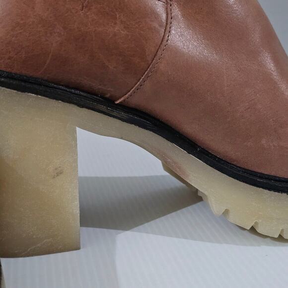 Free People Jesse Ankle Boot Womens EU 41 Tan Leather Cutout Chunky Platform - Picture 10 of 16